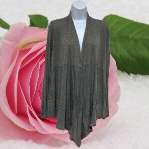 Cosmopolitan-Women's Large Open Cardigan Grey Long Sleeve-Polyester, Rayon